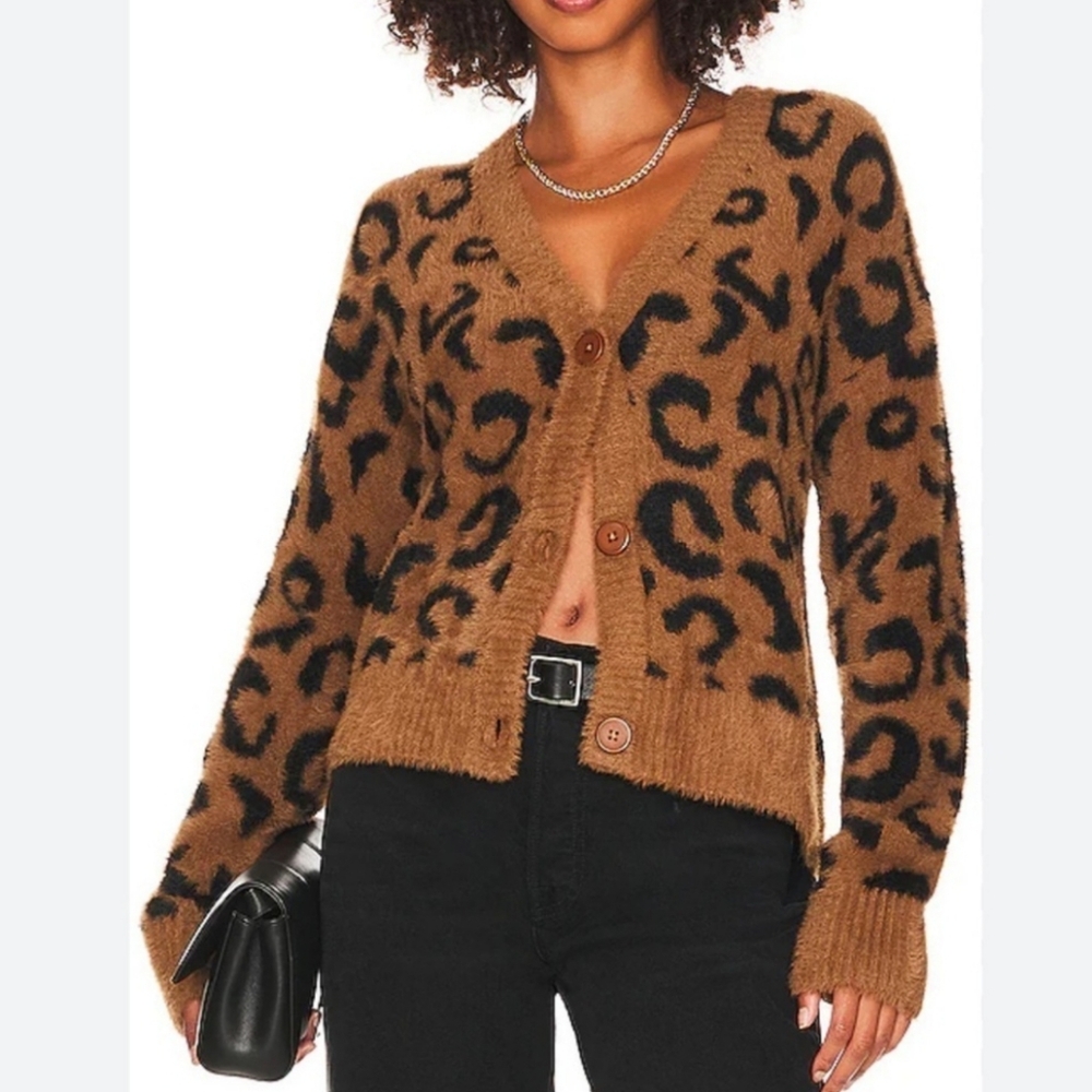 Bella Dahl - Sweater Cardigan in Dark Cacao Animal